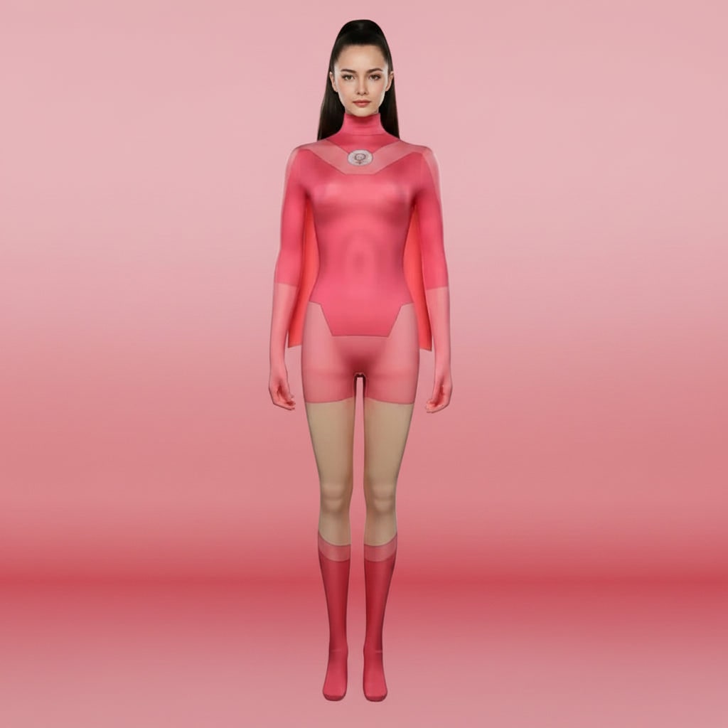 Superheltekostume til kvinder som jumpsuit med kappe, halloweenoutfit