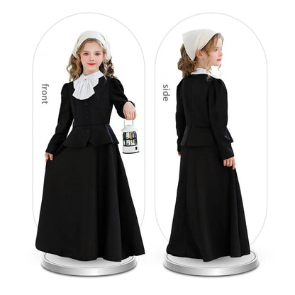 Costume gotico vittoriano da donna per Halloween, abito nero a maniche lunghe