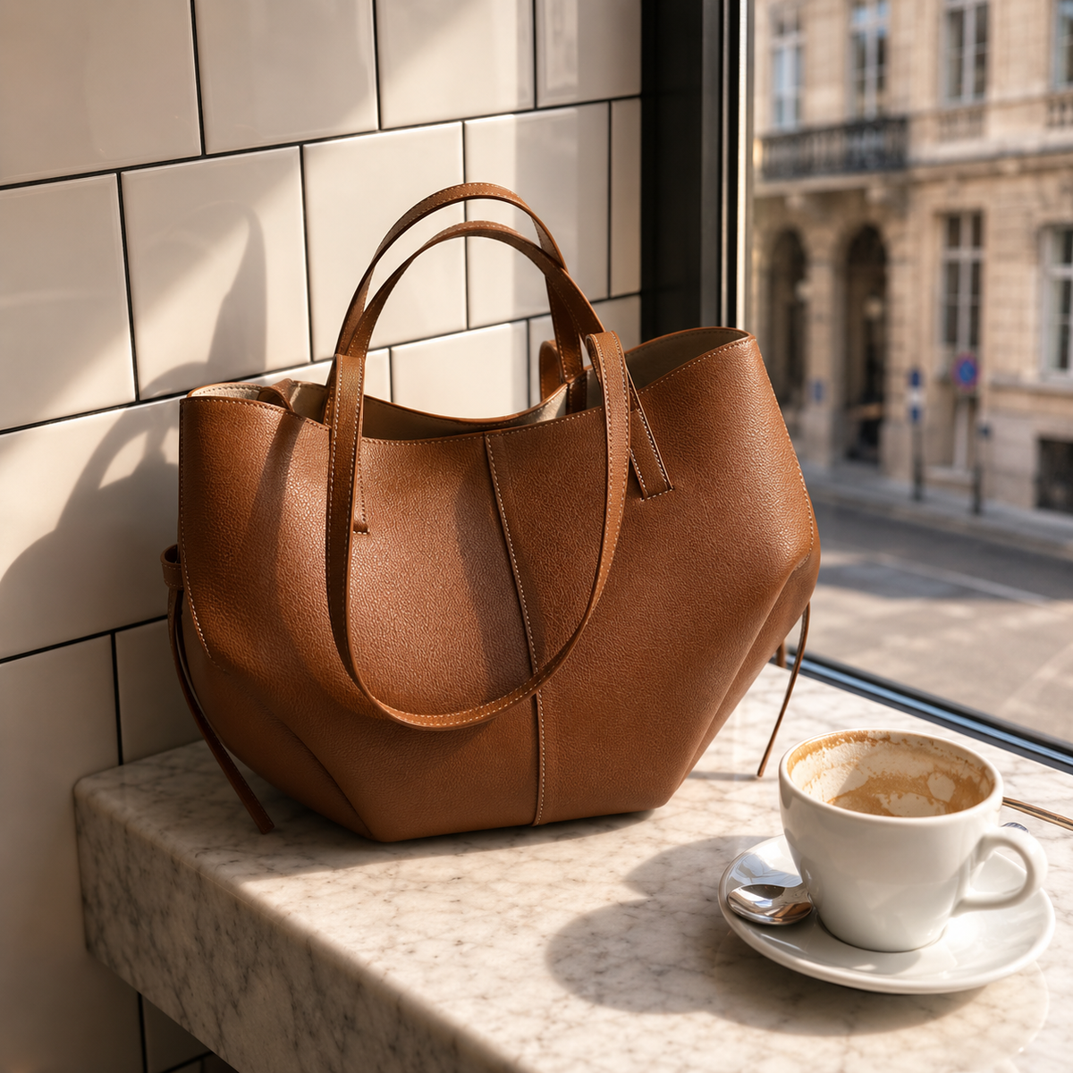 Women's Vintage Structured Tote Shoulder Bag
