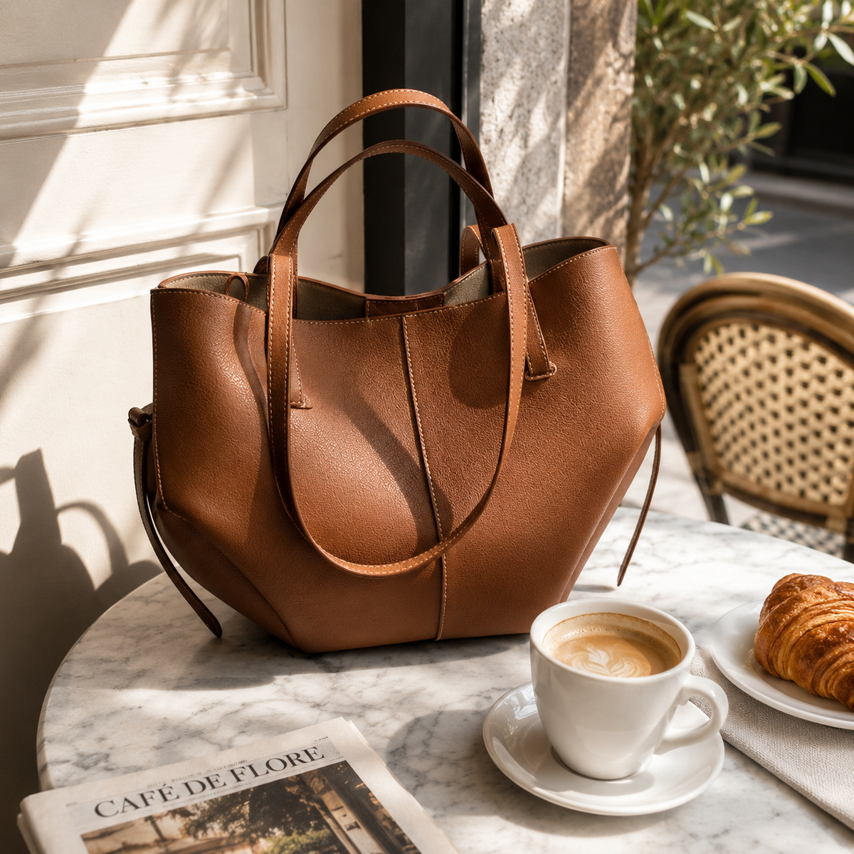 Women's Vintage Structured Tote Shoulder Bag