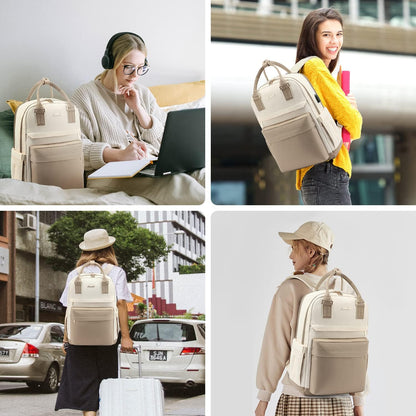 Women’s Waterproof Laptop Backpack 17 Inch with USB Charging Port – Elegant Backpack for School, Work and Travel
