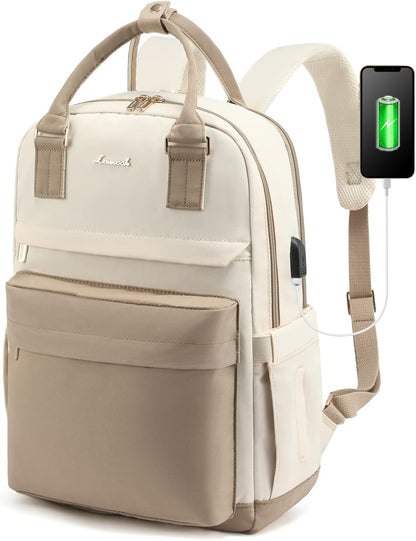 Women’s Waterproof Laptop Backpack 17 Inch with USB Charging Port – Elegant Backpack for School, Work and Travel