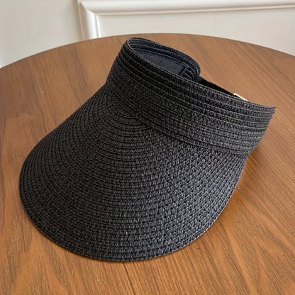 Women's Wide Brim Foldable Straw Visor Sun Hat