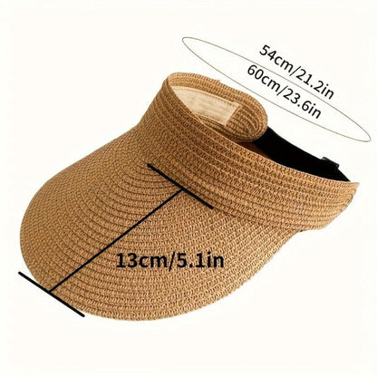 Women's Wide Brim Foldable Straw Visor Sun Hat