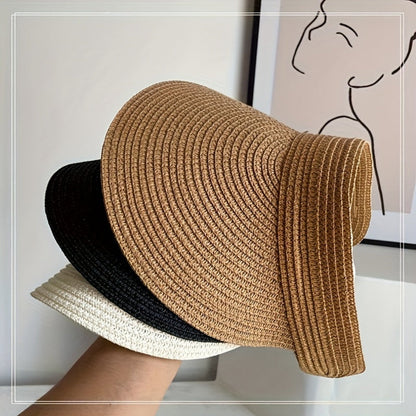 Women's Wide Brim Foldable Straw Visor Sun Hat