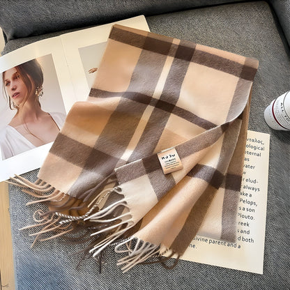 Women's Winter Plaid Scarf Soft Cashmere Feel Warm Elegant