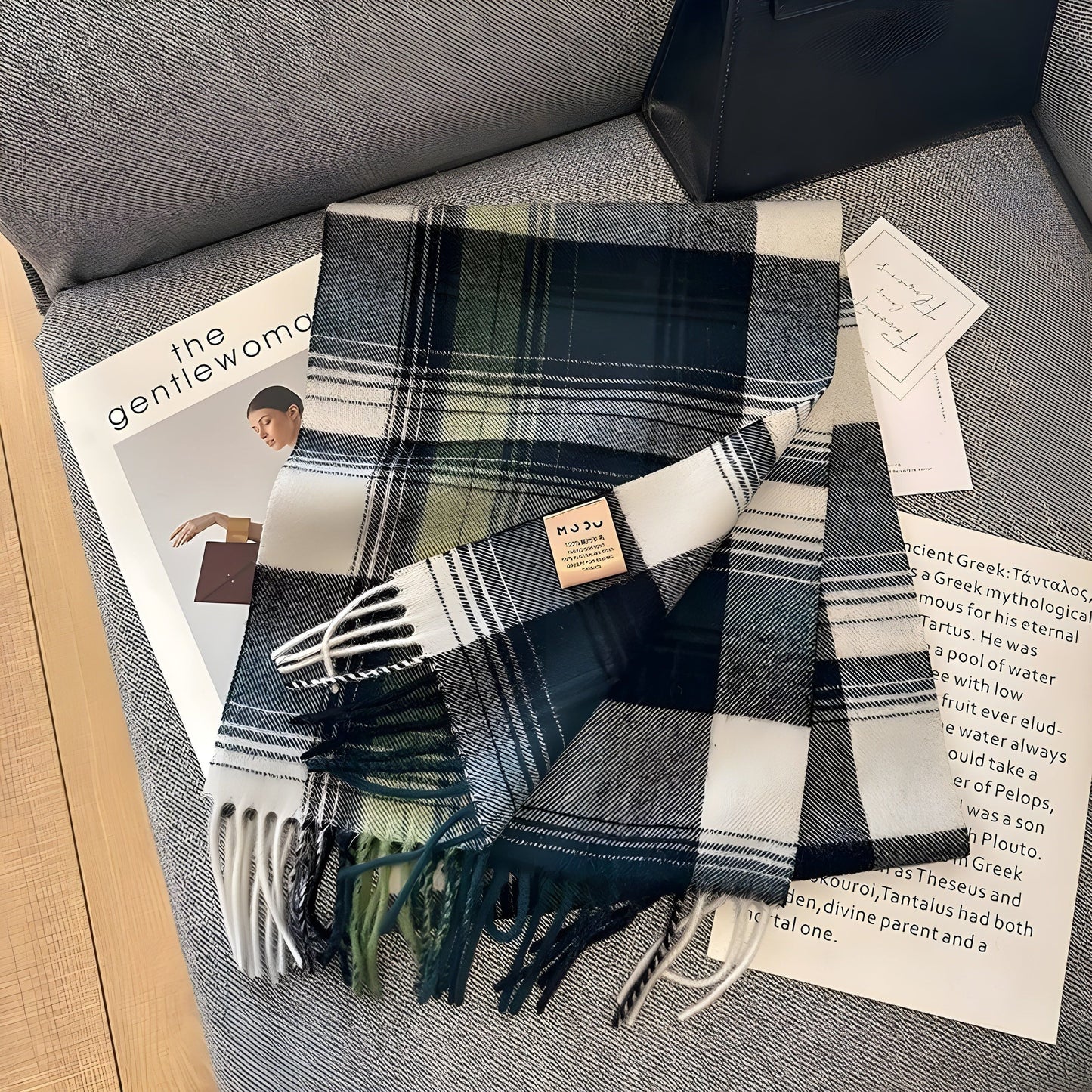 Women's Winter Plaid Scarf Soft Cashmere Feel Warm Elegant