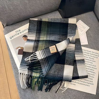 Women's Winter Plaid Scarf Soft Cashmere Feel Warm Elegant