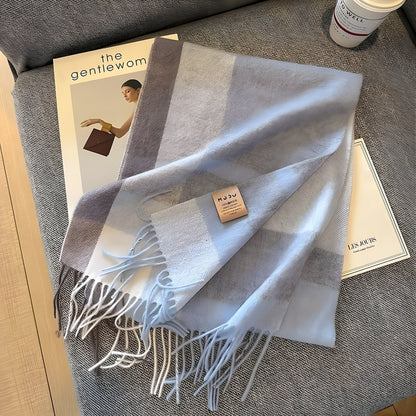 Women's Winter Plaid Scarf Soft Cashmere Feel Warm Elegant