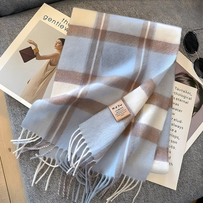 Women's Winter Plaid Scarf Soft Cashmere Feel Warm Elegant