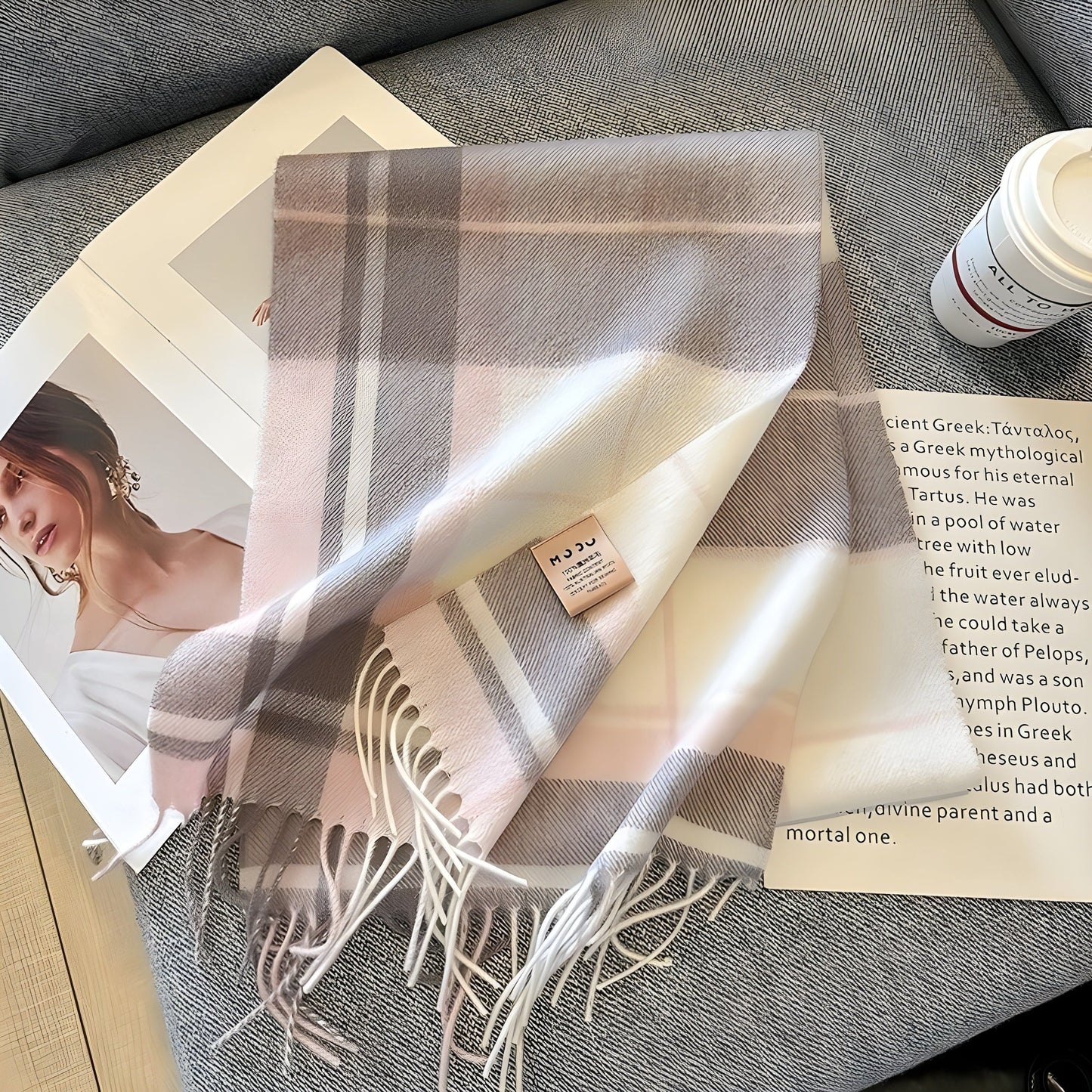 Women's Winter Plaid Scarf Soft Cashmere Feel Warm Elegant
