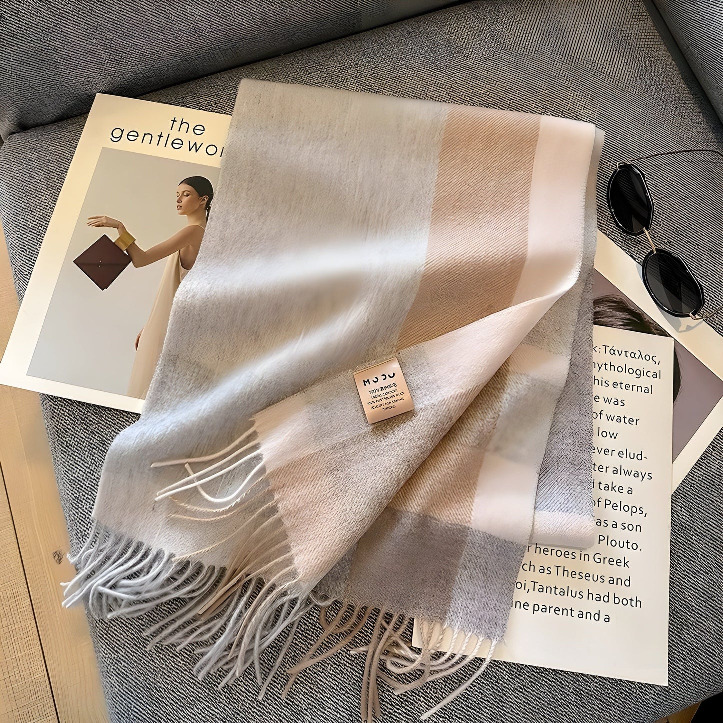 Women's Winter Plaid Scarf Soft Cashmere Feel Warm Elegant