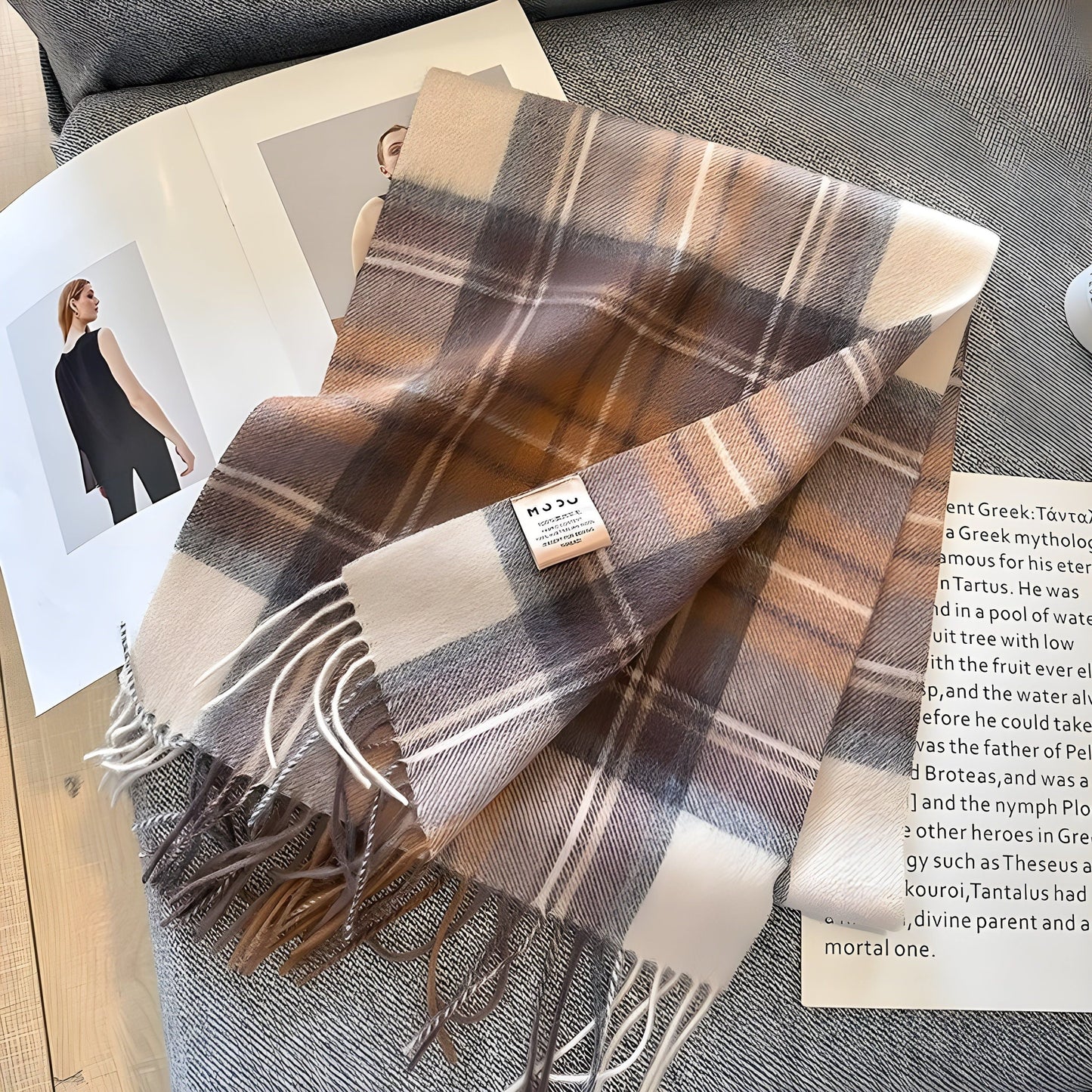 Women's Winter Plaid Scarf Soft Cashmere Feel Warm Elegant