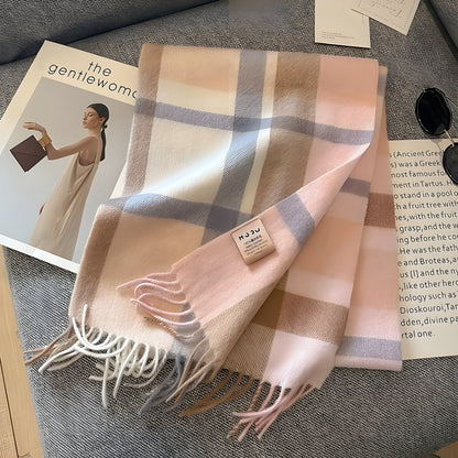 Women's Winter Plaid Scarf Soft Cashmere Feel Warm Elegant