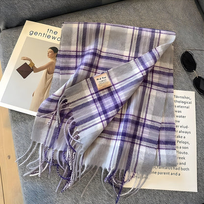 Women's Winter Plaid Scarf Soft Cashmere Feel Warm Elegant