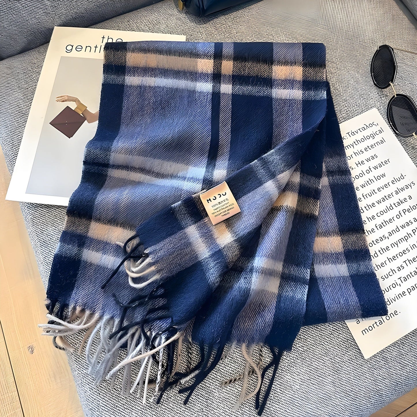 Women's Winter Plaid Scarf Soft Cashmere Feel Warm Elegant