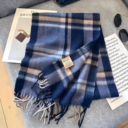 Women's Winter Plaid Scarf Soft Cashmere Feel Warm Elegant
