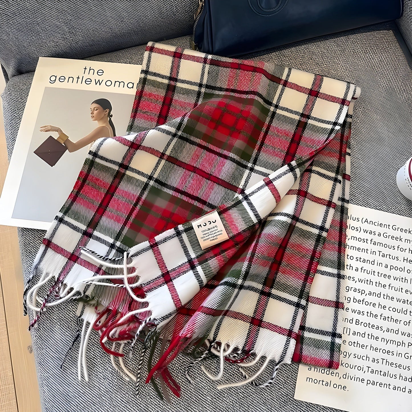 Women's Winter Plaid Scarf Soft Cashmere Feel Warm Elegant