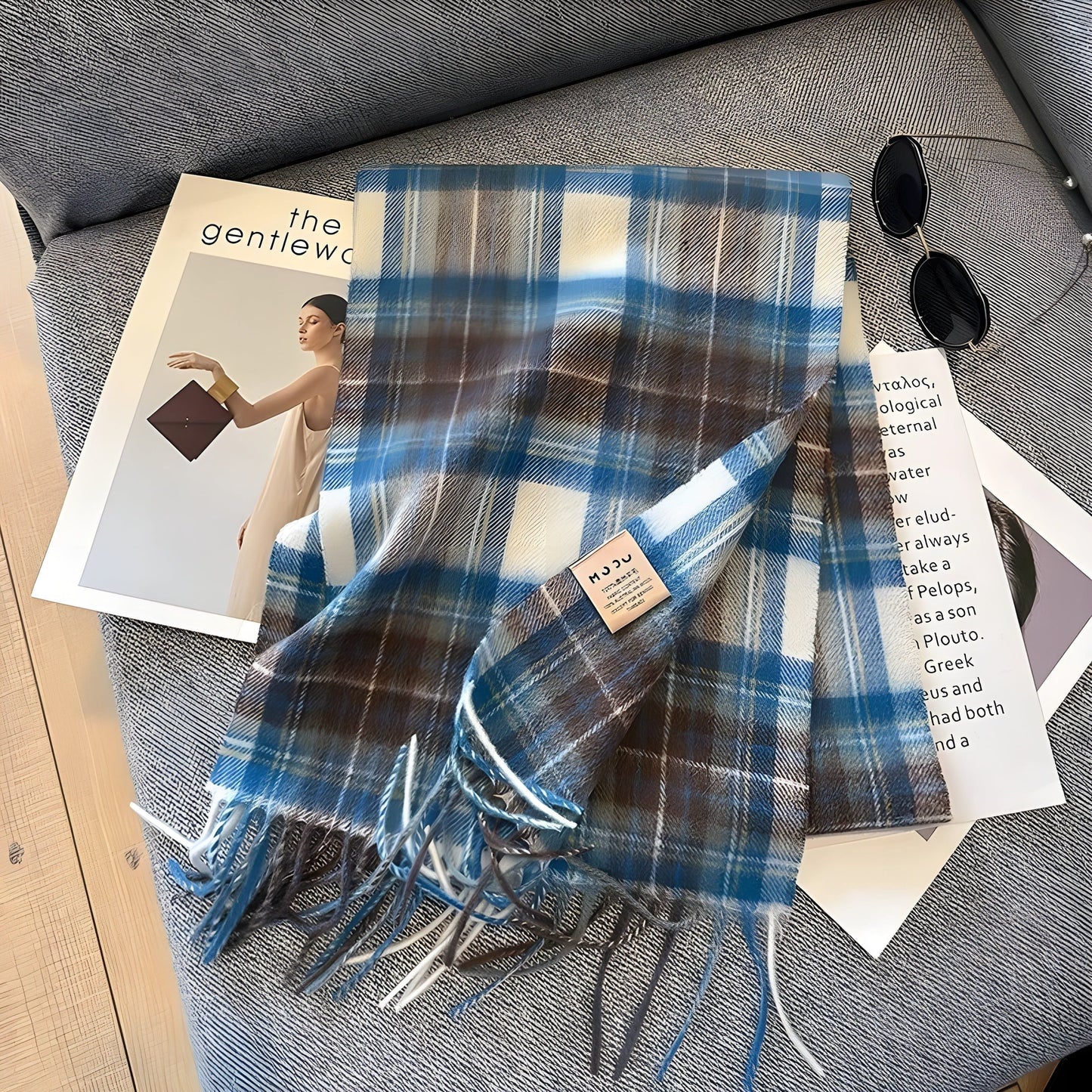 Women's Winter Plaid Scarf Soft Cashmere Feel Warm Elegant