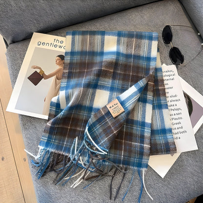 Women's Winter Plaid Scarf Soft Cashmere Feel Warm Elegant