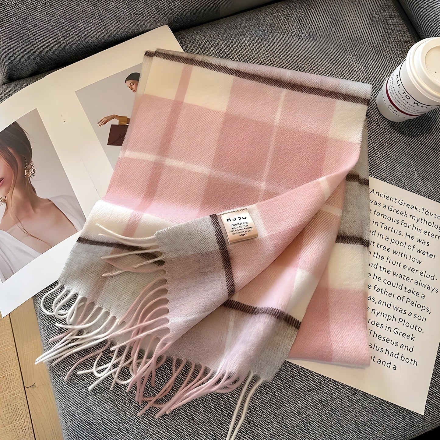 Women's Winter Plaid Scarf Soft Cashmere Feel Warm Elegant