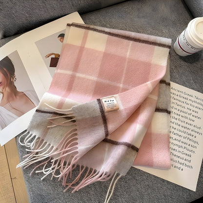Women's Winter Plaid Scarf Soft Cashmere Feel Warm Elegant