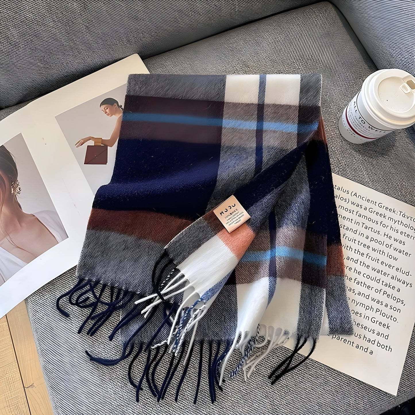 Women's Winter Plaid Scarf Soft Cashmere Feel Warm Elegant