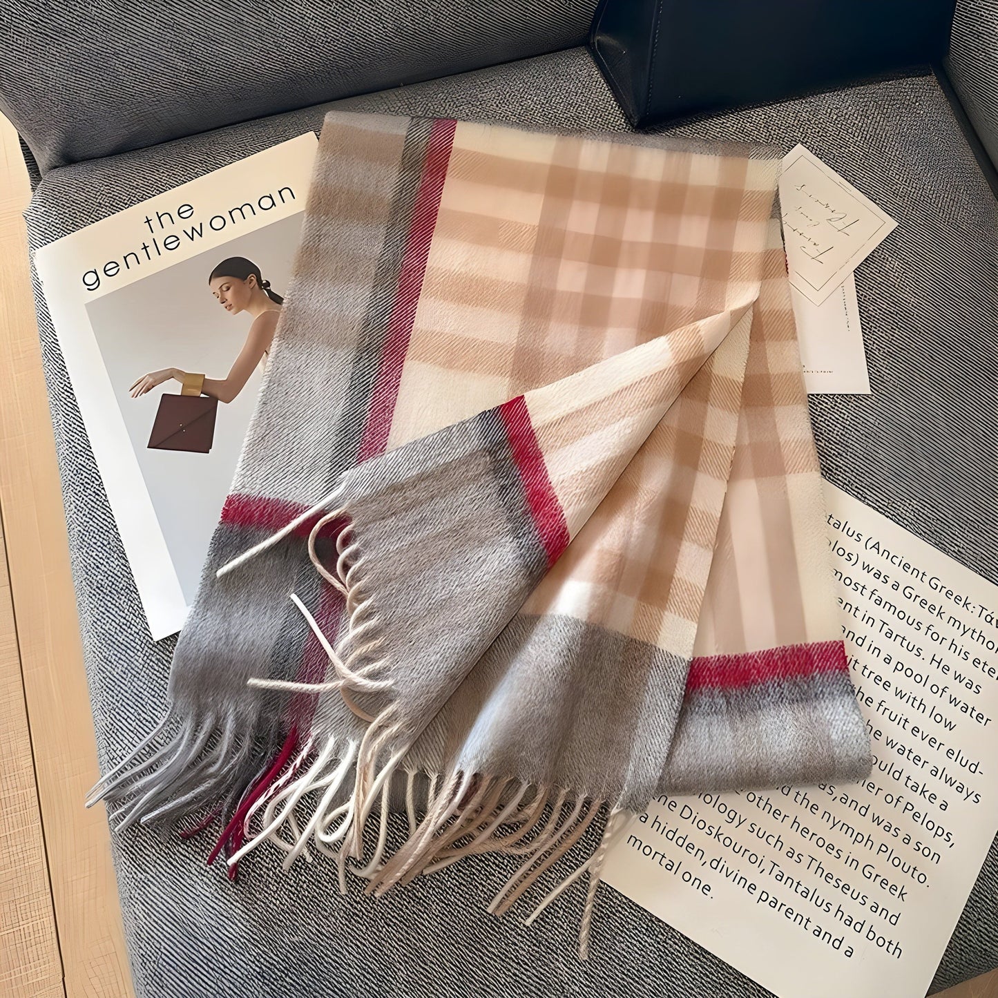 Women's Winter Plaid Scarf Soft Cashmere Feel Warm Elegant