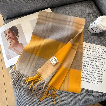 Women's Winter Plaid Scarf Soft Cashmere Feel Warm Elegant
