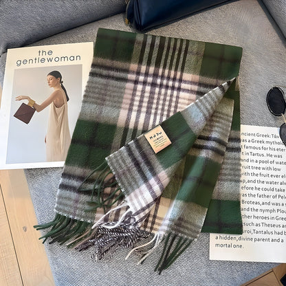 Women's Winter Plaid Scarf Soft Cashmere Feel Warm Elegant