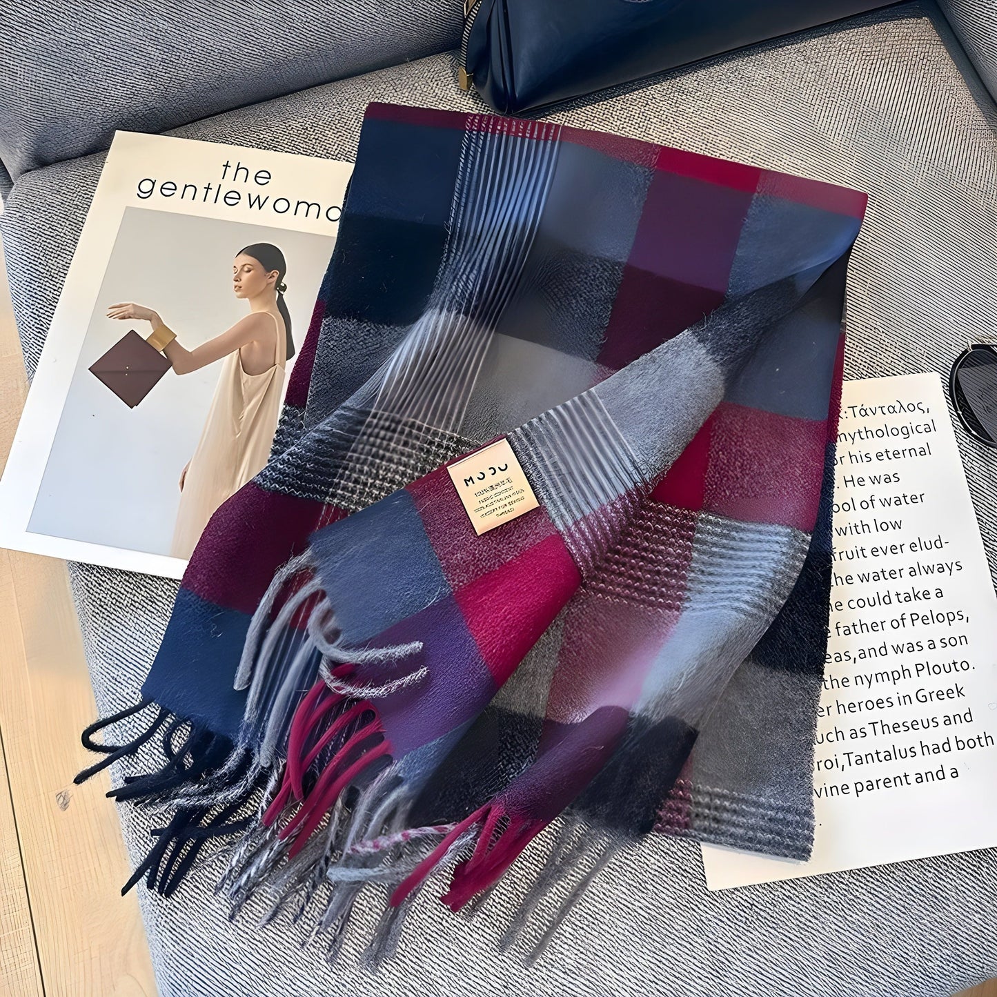 Women's Winter Plaid Scarf Soft Cashmere Feel Warm Elegant