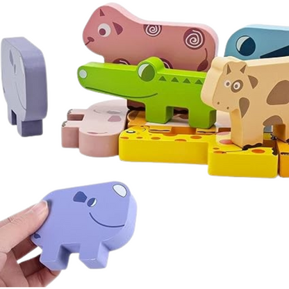 Wooden Animal Stacking Balance Game for Kids Shape Matching Learning Toy