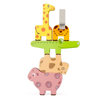 Wooden Animal Stacking Balance Game for Kids Shape Matching Learning Toy