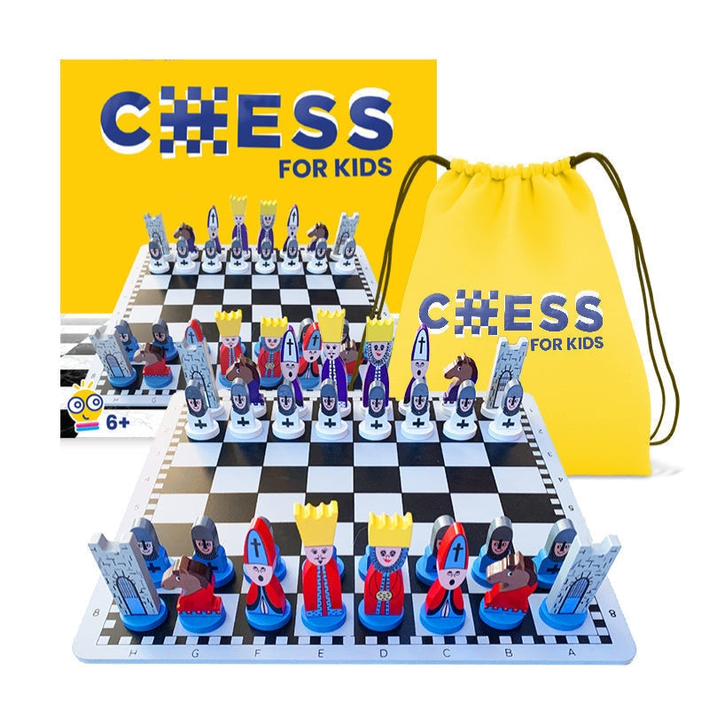 Wooden Chess Set for Kids Educational Strategy Board Game with Interactive Pieces