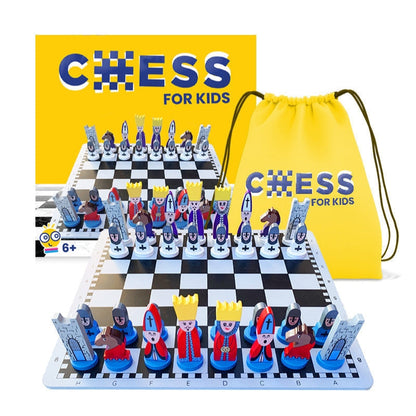 Wooden Chess Set for Kids Educational Strategy Board Game with Interactive Pieces