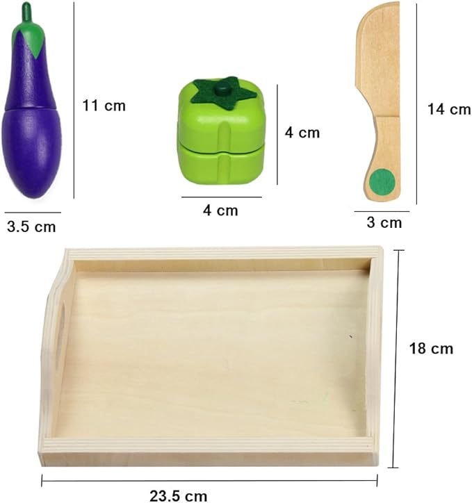 Wooden Kids Cutting Food Toy Set Pretend Kitchen Cooking Playset