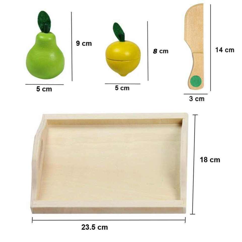 Wooden Kids Cutting Food Toy Set Pretend Kitchen Cooking Playset