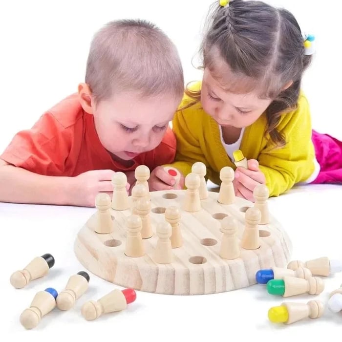 Wooden Memory Match Stick Chess Game Educational Brain Training Board Game for Kids and Family