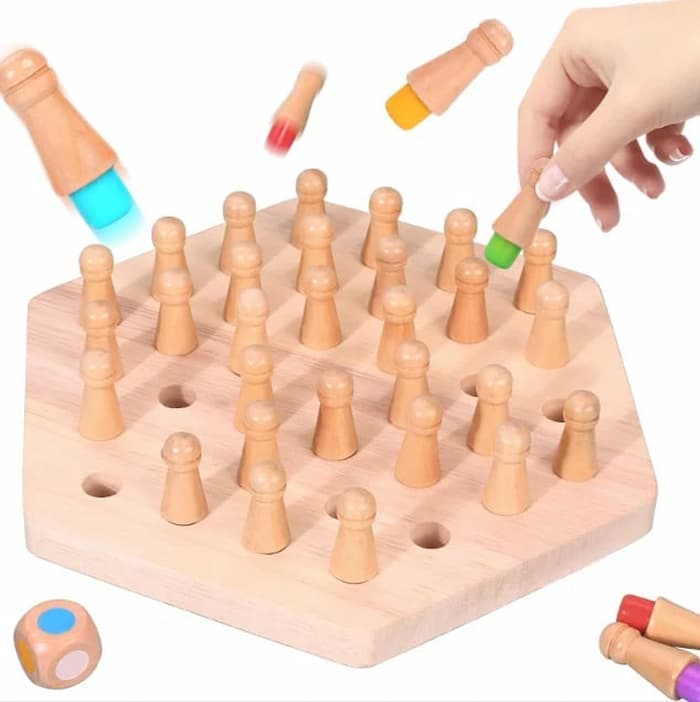 Wooden Memory Match Stick Chess Game Educational Brain Training Board Game for Kids and Family