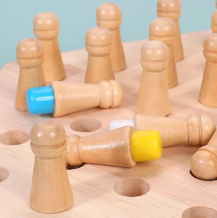 Wooden Memory Match Stick Chess Game Educational Brain Training Board Game for Kids and Family