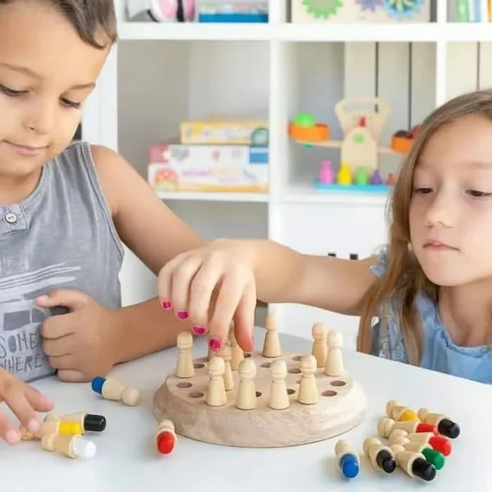Wooden Memory Match Stick Chess Game Educational Brain Training Board Game for Kids and Family