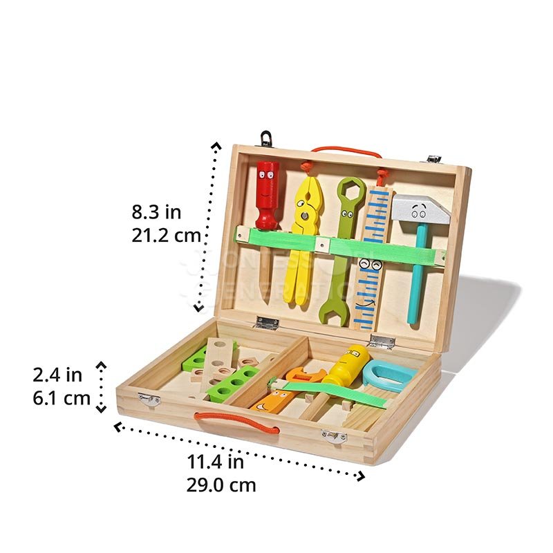 Wooden Montessori Tool Set Kids Wooden Tool Box Educational Pretend Play Construction Toy