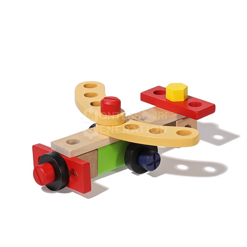 Wooden Montessori Tool Set Kids Wooden Tool Box Educational Pretend Play Construction Toy