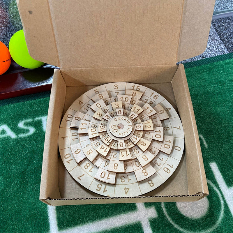 Wooden Ring Puzzle Brain Teaser with Laser Engraved Numbers Precision Logic Puzzle Game