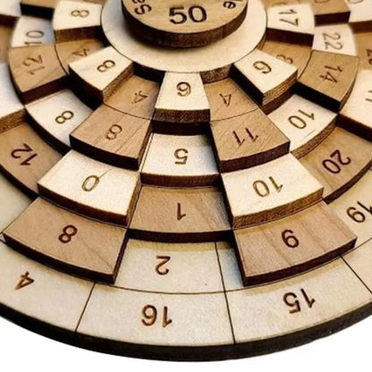 Wooden Ring Puzzle Brain Teaser with Laser Engraved Numbers Precision Logic Puzzle Game