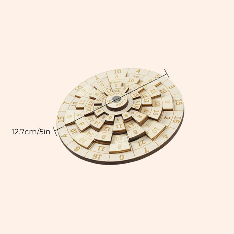 Wooden Ring Puzzle Brain Teaser with Laser Engraved Numbers Precision Logic Puzzle Game