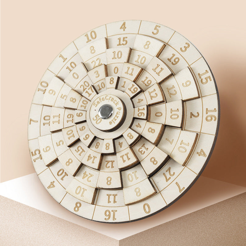 Wooden Ring Puzzle Brain Teaser with Laser Engraved Numbers Precision Logic Puzzle Game