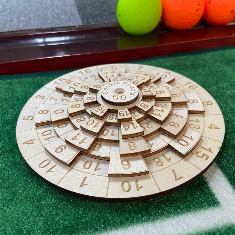 Wooden Ring Puzzle Brain Teaser with Laser Engraved Numbers Precision Logic Puzzle Game