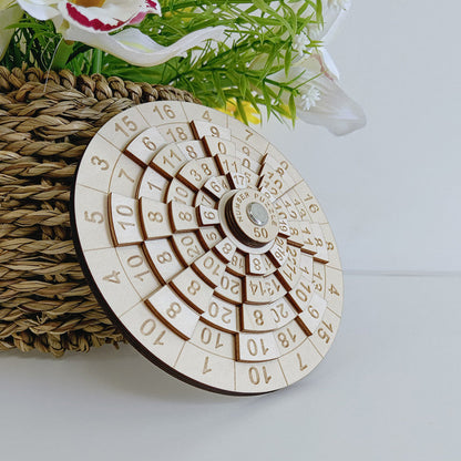 Wooden Ring Puzzle Brain Teaser with Laser Engraved Numbers Precision Logic Puzzle Game