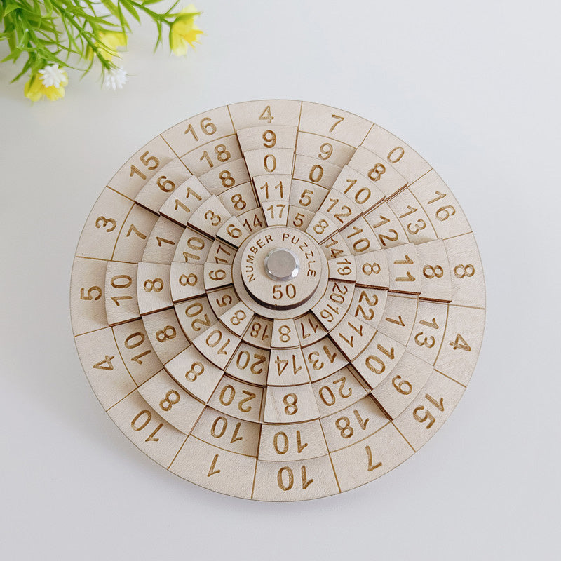 Wooden Ring Puzzle Brain Teaser with Laser Engraved Numbers Precision Logic Puzzle Game